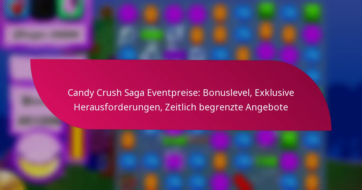 Candy Crush Saga Eventpreise: Bonuslevel, Exklusive Herausforderungen, Zeitlich begrenzte Angebote